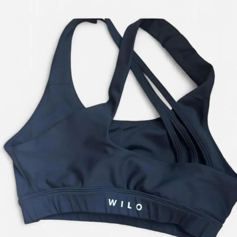Wilo the label black sports bra with criss-cross back straps M